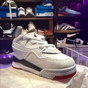 Jordan Kids White and Red Sneakers